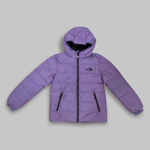 The North Face Purple Hooded Puffer Jacket Girls Size L (14/16) - Picture 1 of 4